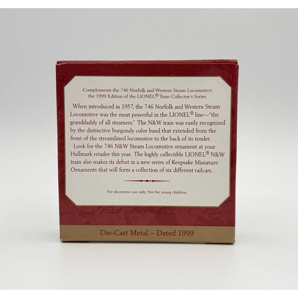 Hallmark Keepsake Ornament 1999 Lionel 746 Norfolk & Western The Tender Train